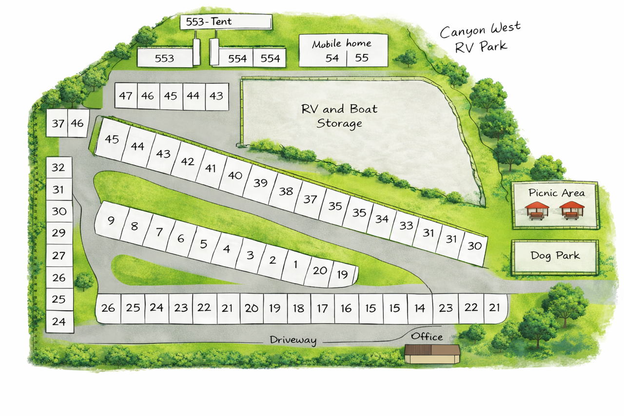Canyon West RV Park site map