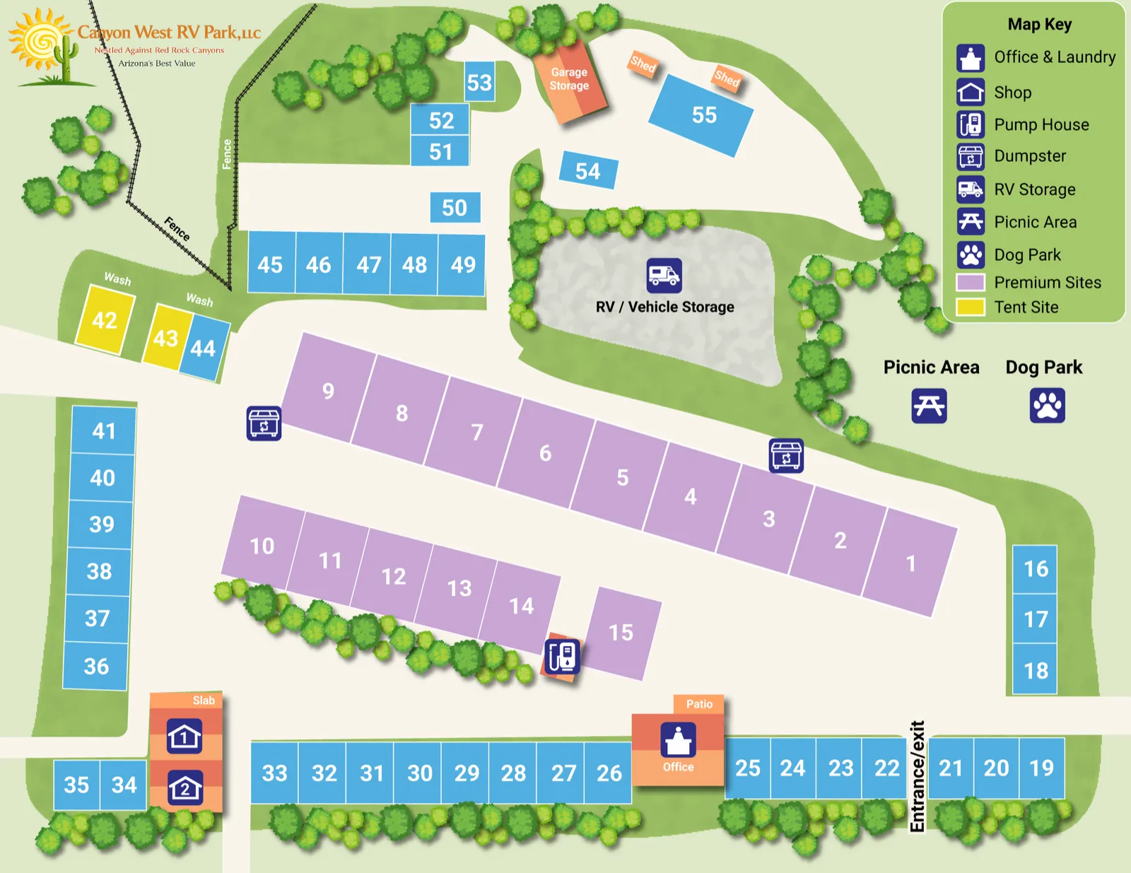 Canyon West RV Park site map