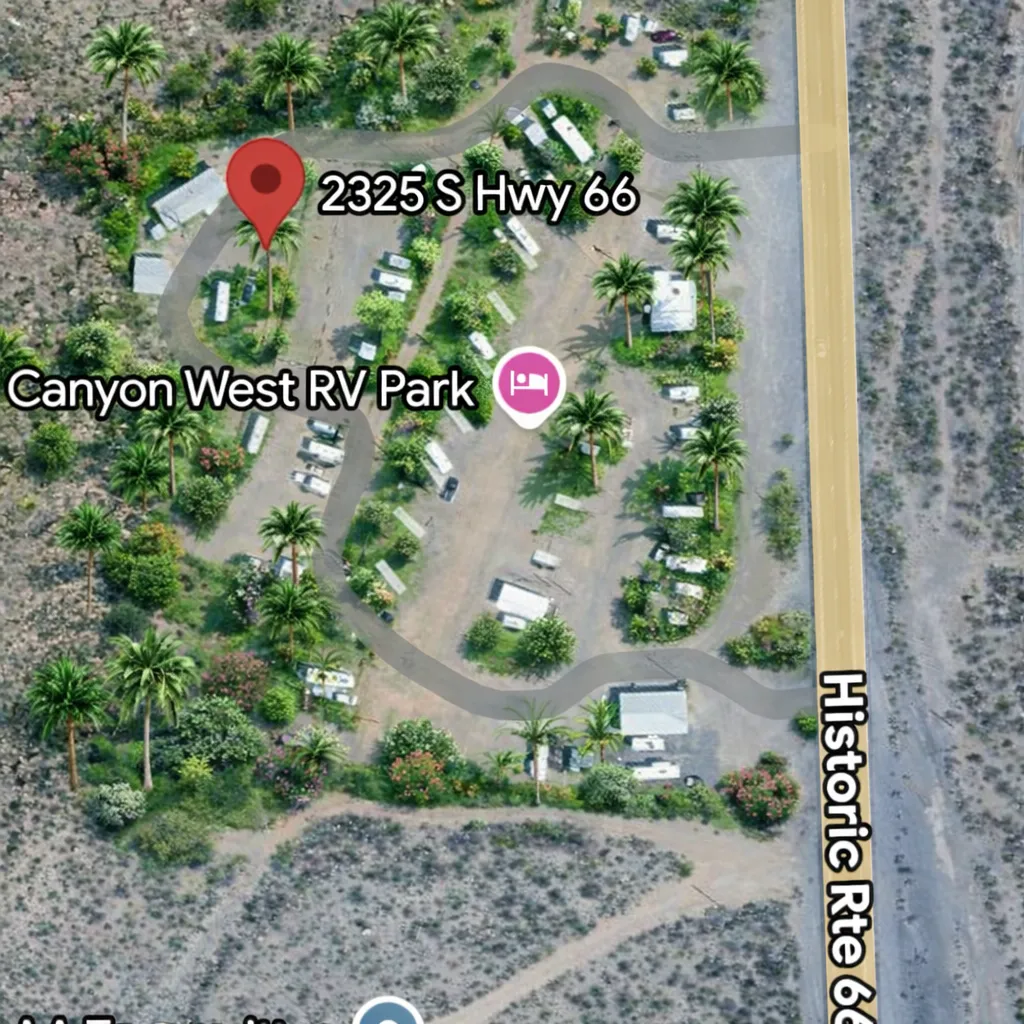 Aerial view of Canyon West RV Park